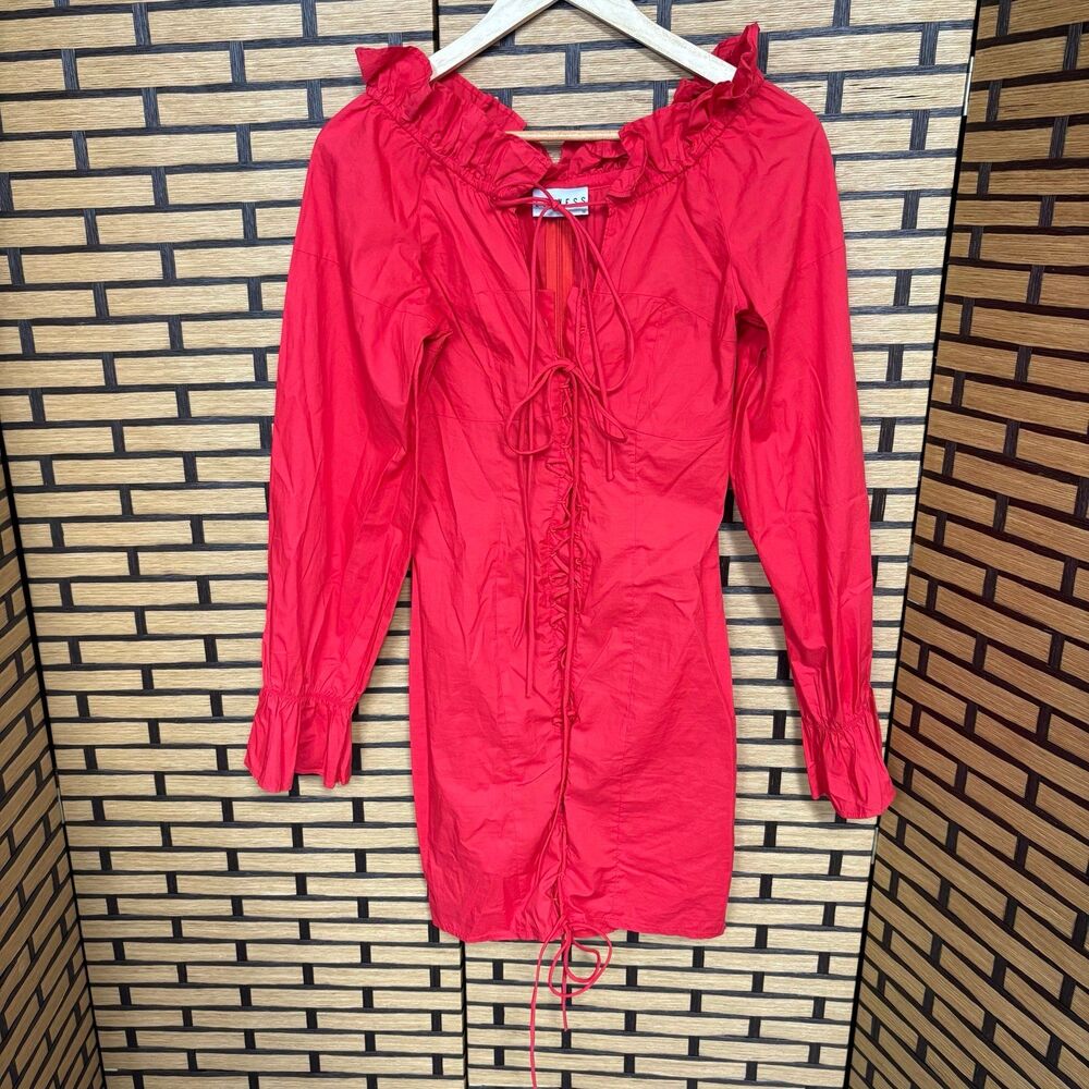 Lioness Red Ruffle Ruched Mini Dress - Picture 2 of 10